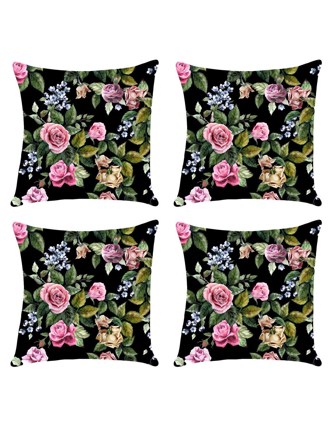 digital printed cushion cover with flower design set of 4 - 14766398 - Zoom Image - 0