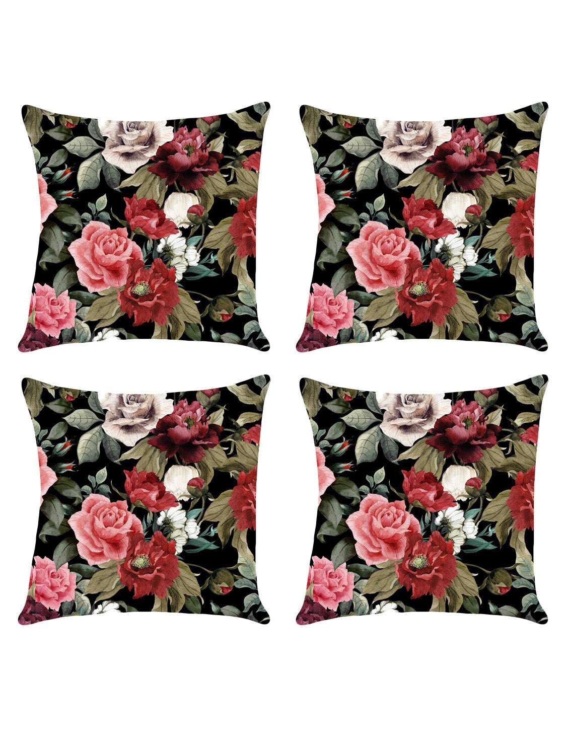 digital printed cushion cover with flower design set of 4