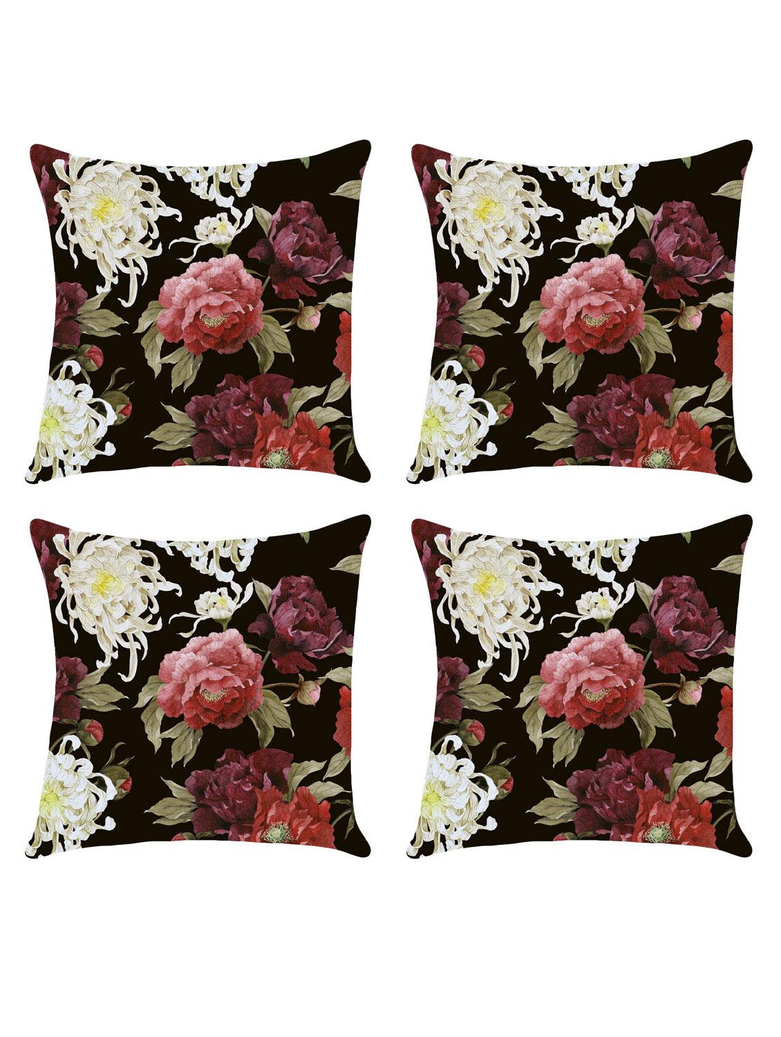 digital printed cushion cover with flower design set of 4 - 14766410 -  Zoom Image - 0