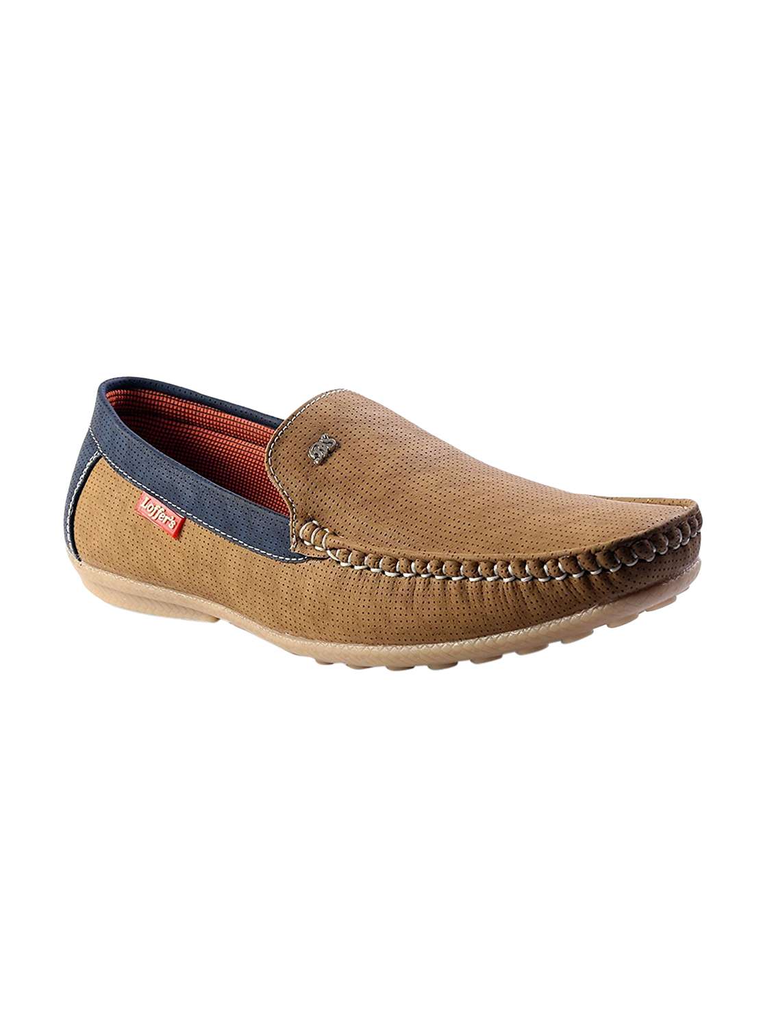brown leatherette slip on loafers