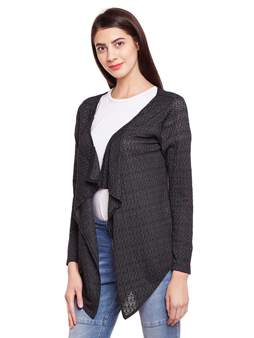 black cotton casual shrug - 14773102 -  Standard Image - 1