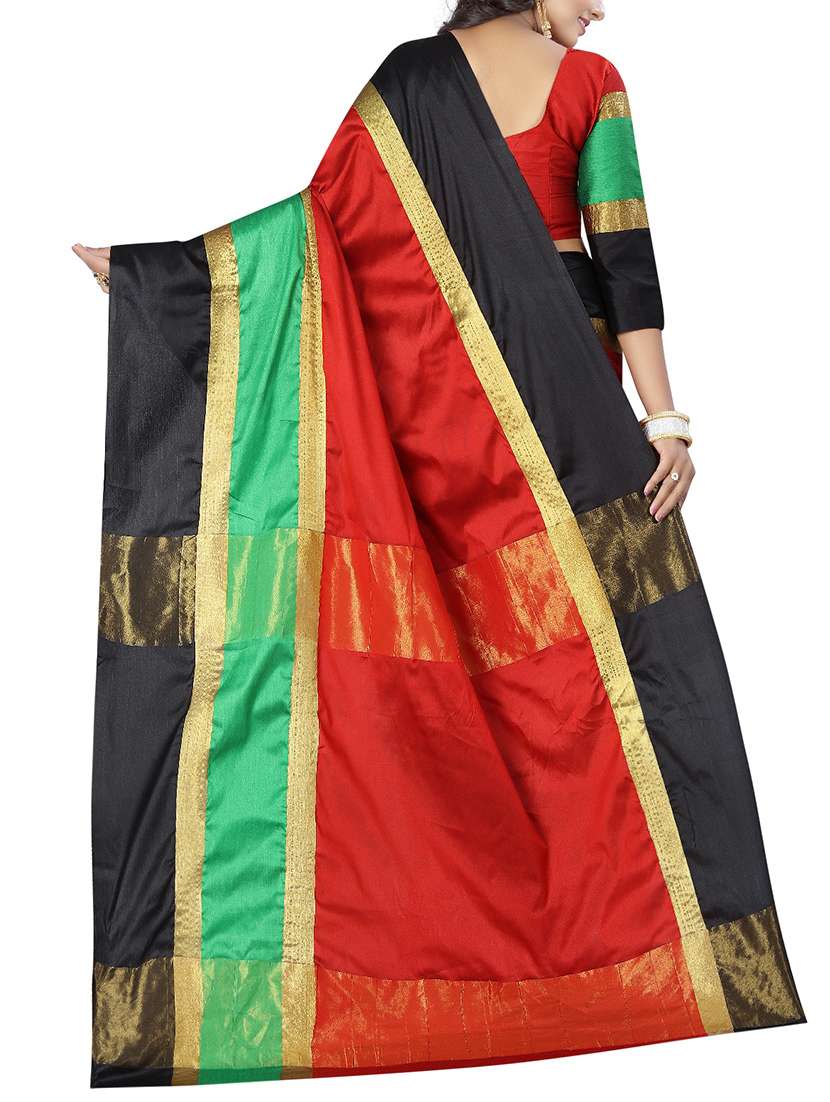 red cotton silk woven saree with blouse - 14773549 -  Standard Image - 1