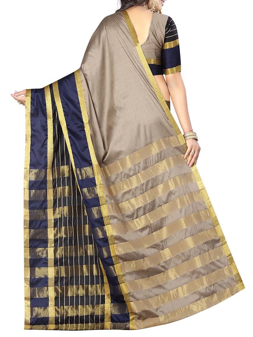 beige cotton silk woven saree with blouse - 14773555 -  Standard Image - 1
