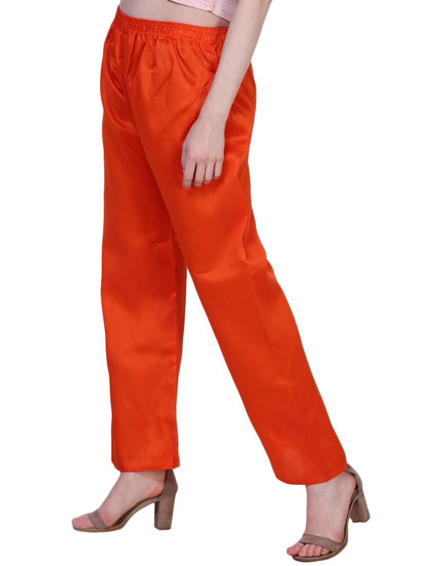 orange silk blend palazzos - 14773631 - Standard Image - 1