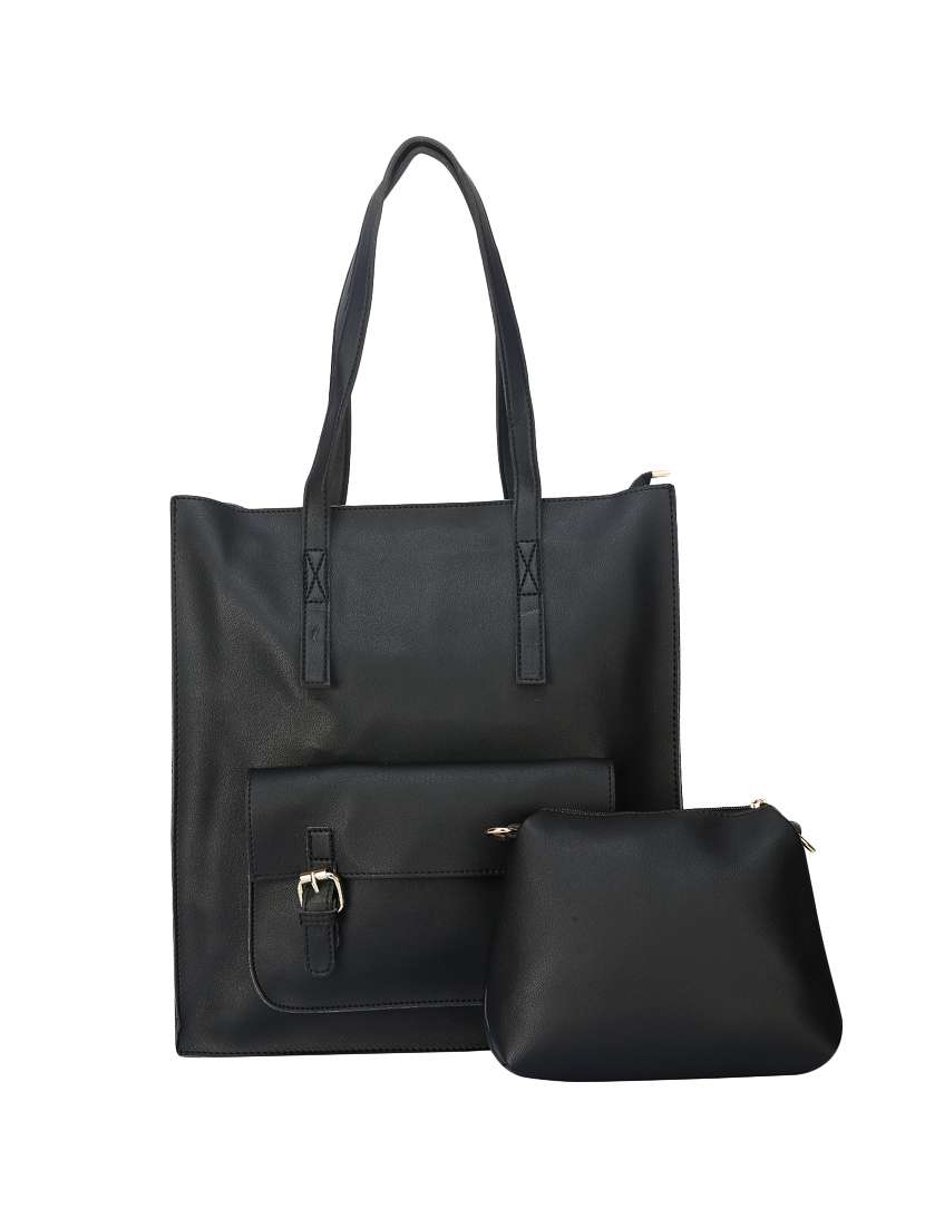 black leatherette  regular handbag