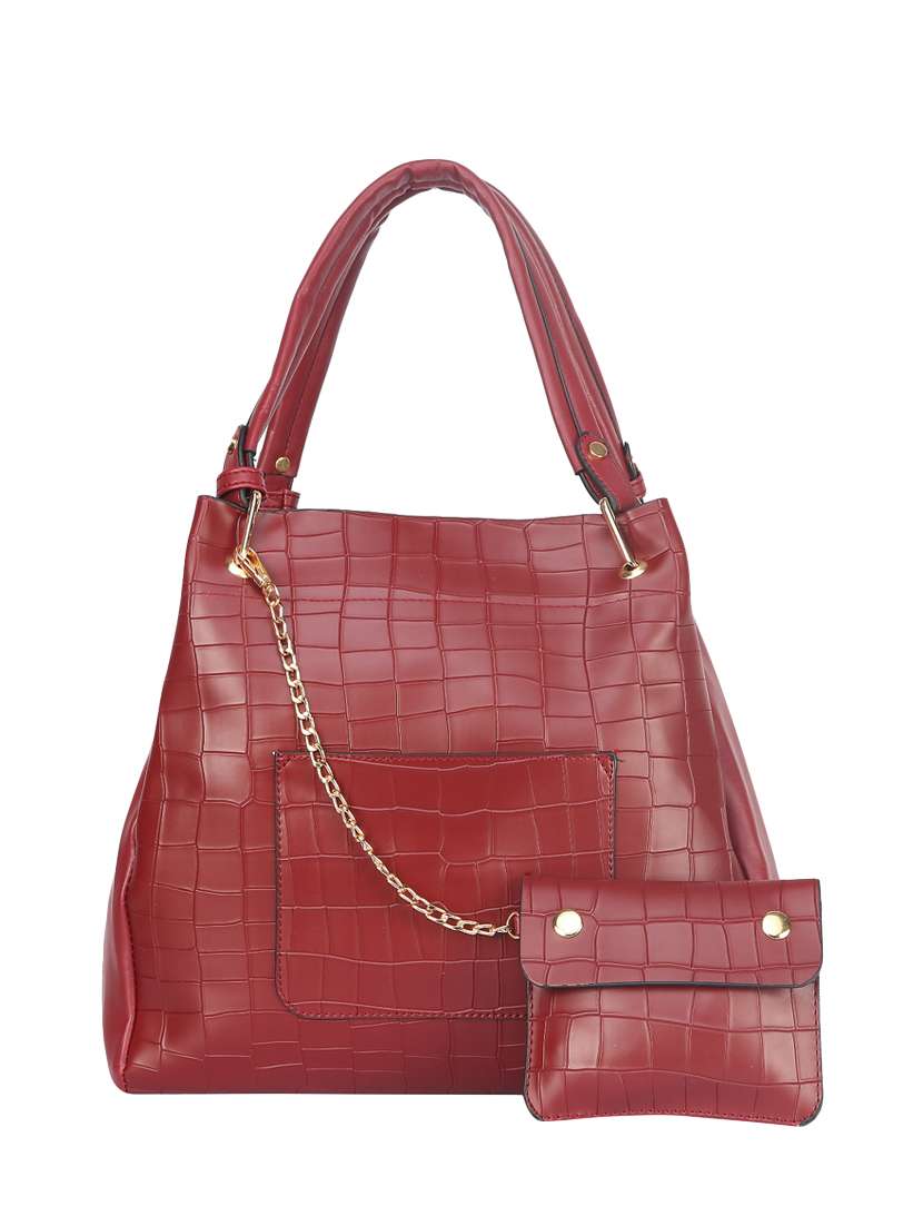 red leatherette  regular handbag