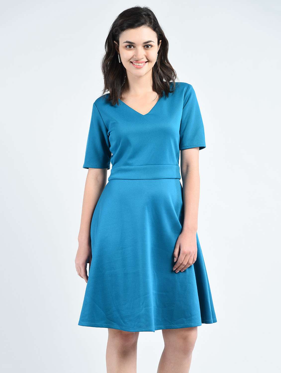 women's fit & flare solid dress