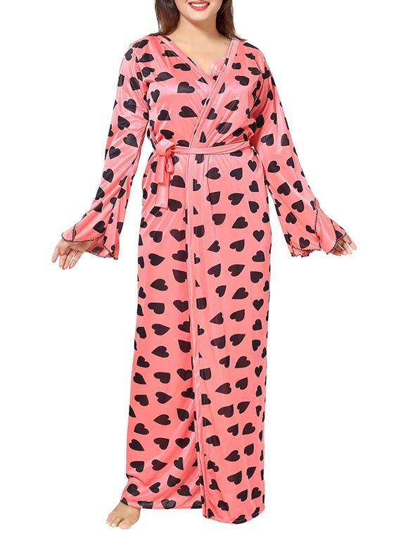 pink printed sleepwear robe set - 14779808 - Standard Image - 1