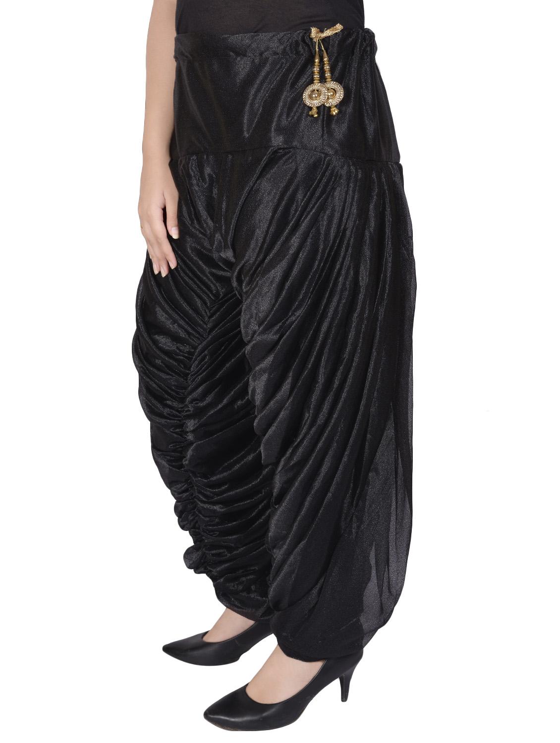 black satin dhoti salwar salwars - 14783047 -  Standard Image - 1