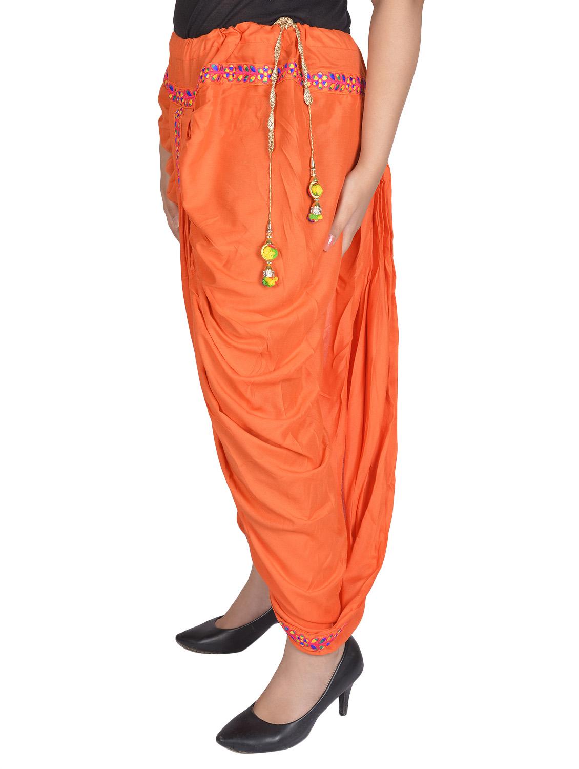 orange rayon dhoti salwar salwars - 14783055 -  Standard Image - 1
