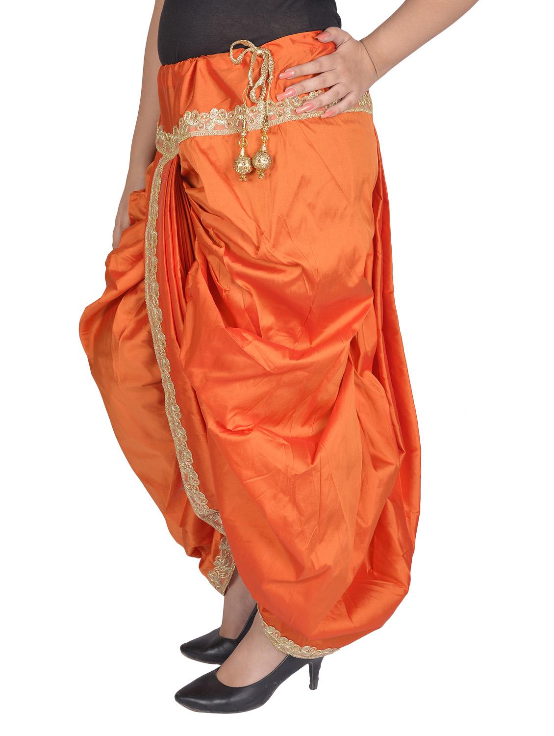 orange satin dhoti salwar salwars - 14783061 - Standard Image - 1