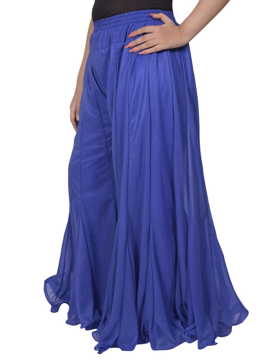 blue net flared palazzo - 14783063 -  Standard Image - 1