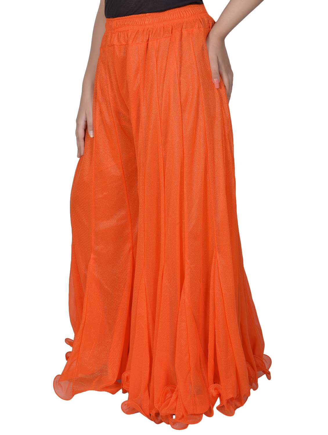 orange net flared palazzo - 14783065 -  Standard Image - 1