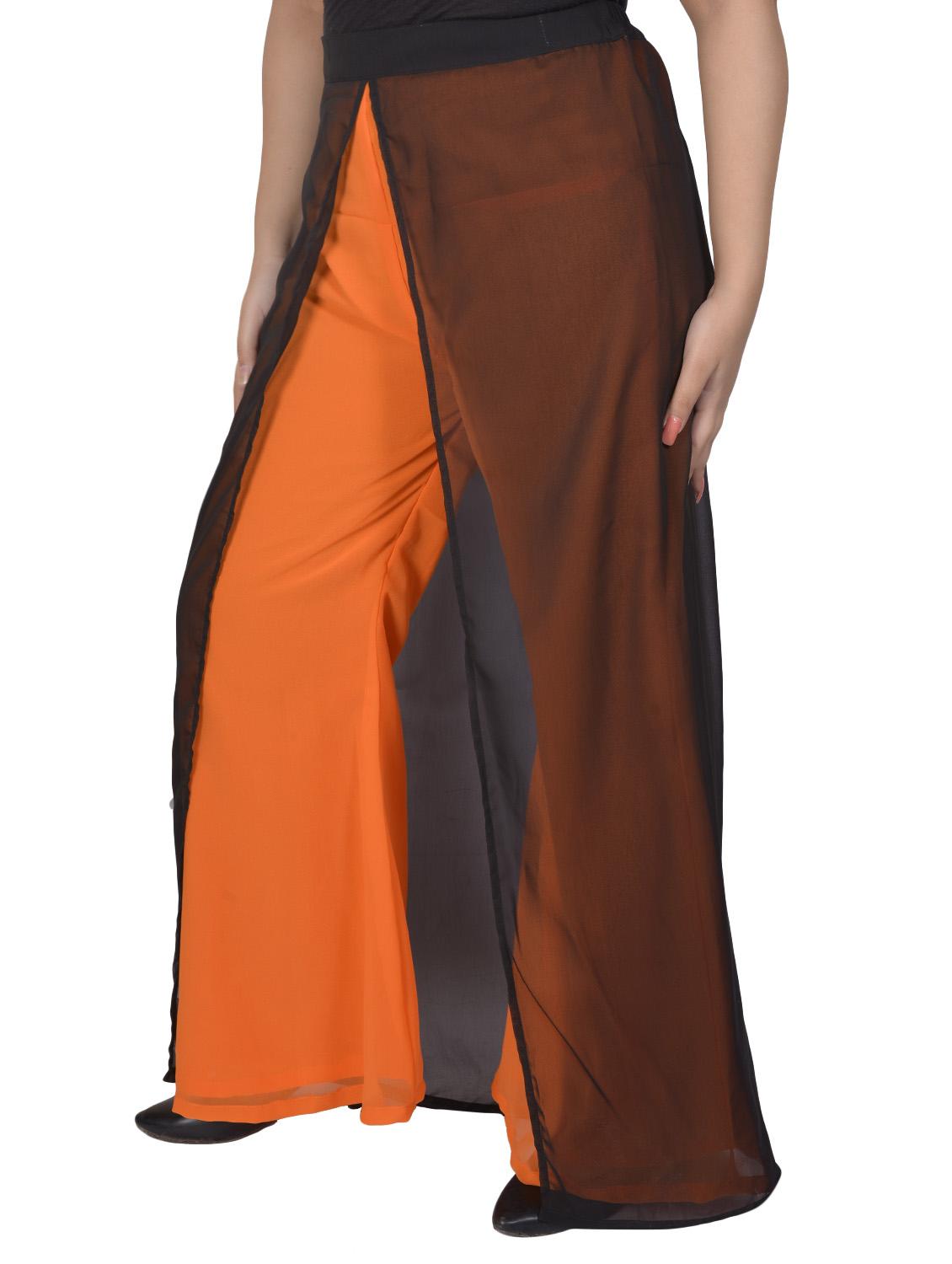 orange georgette flared palazzo - 14783070 - Standard Image - 1