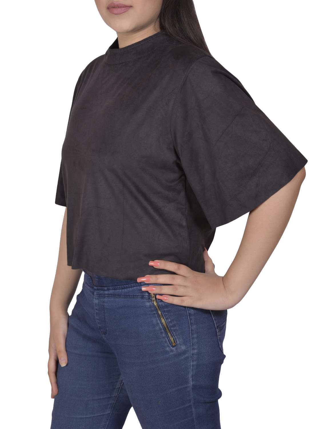 black velvet crop top - 14783077 - Standard Image - 1