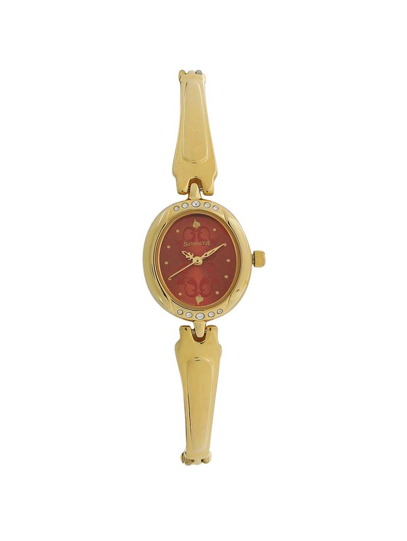 sonata red dial  watch for women - 8118ym05