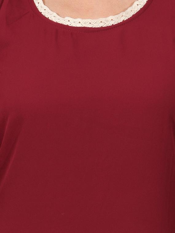 maroon solid a-line dress - 14787647 - Standard Image - 4