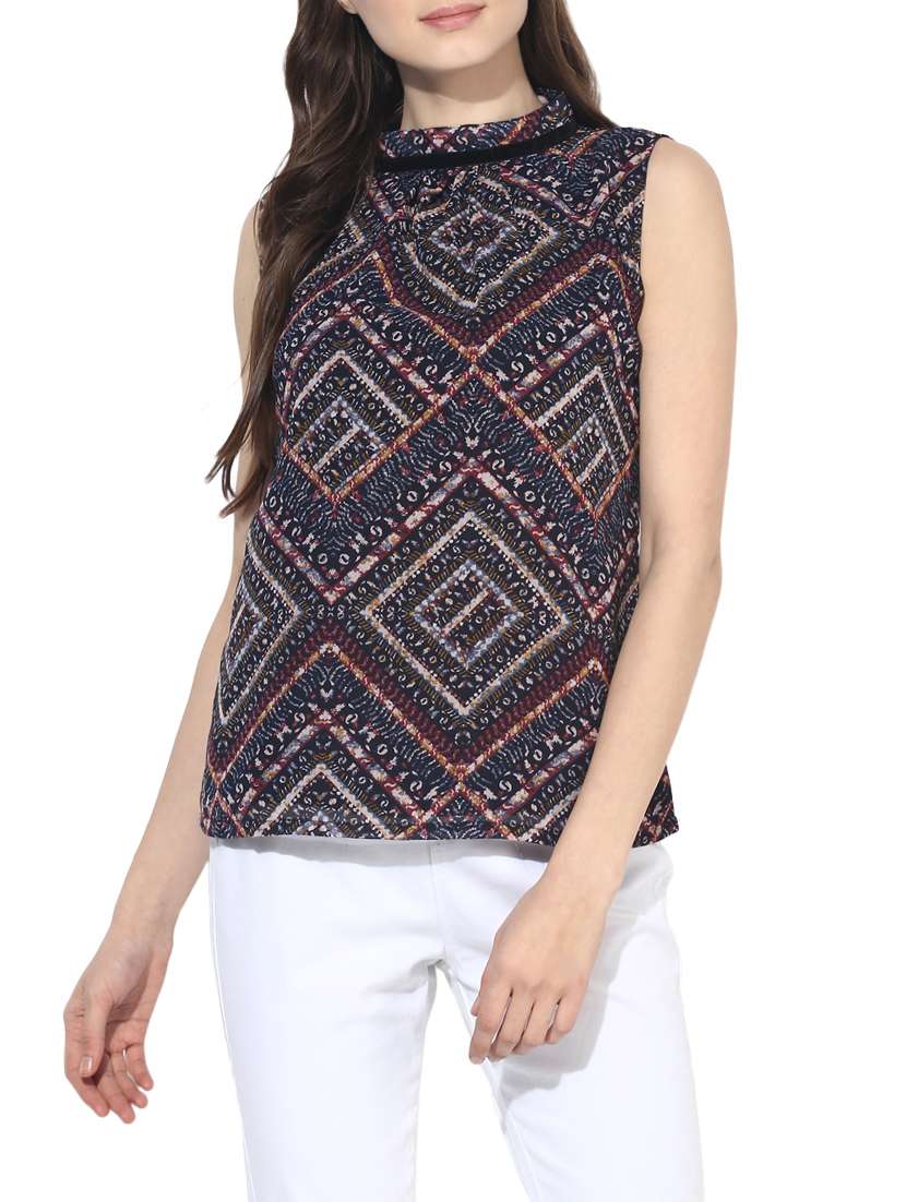 blue printed top