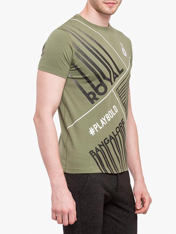 olive green cotton front print tshirt - 14789548 - Standard Image - 1