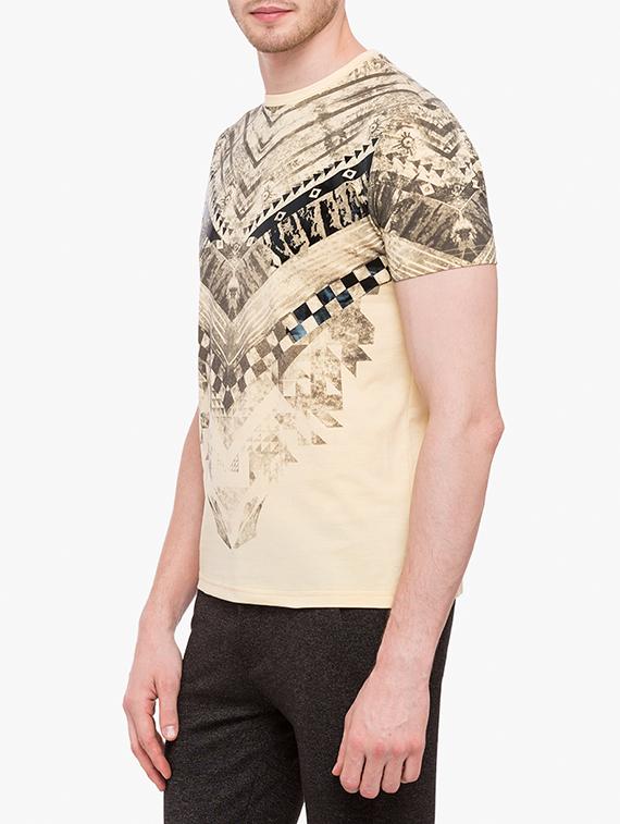 beige cotton all over print tshirt - 14789575 -  Standard Image - 1