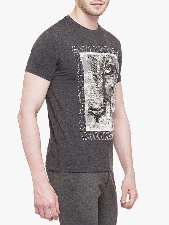 grey cotton front print tshirt - 14789595 -  Standard Image - 1