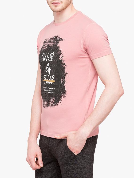 pink cotton chest print t-shirt - 14789599 -  Standard Image - 1