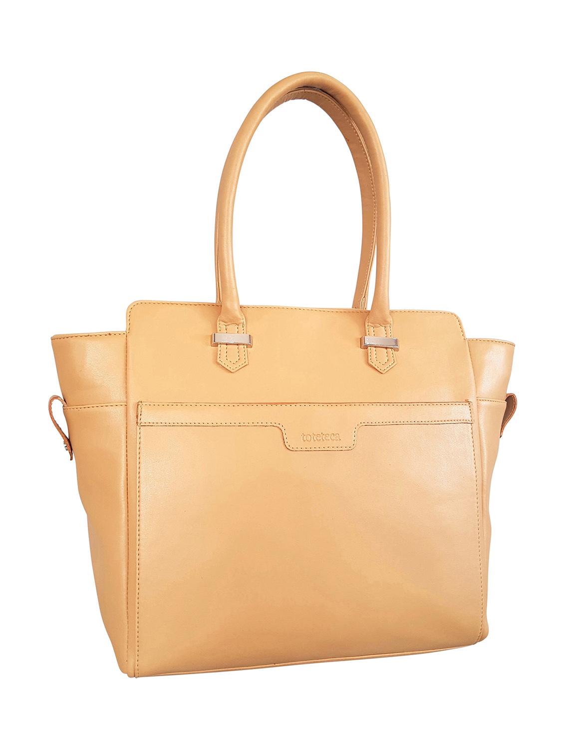 beige leatherette regular handbag - 14790050 - Standard Image - 4