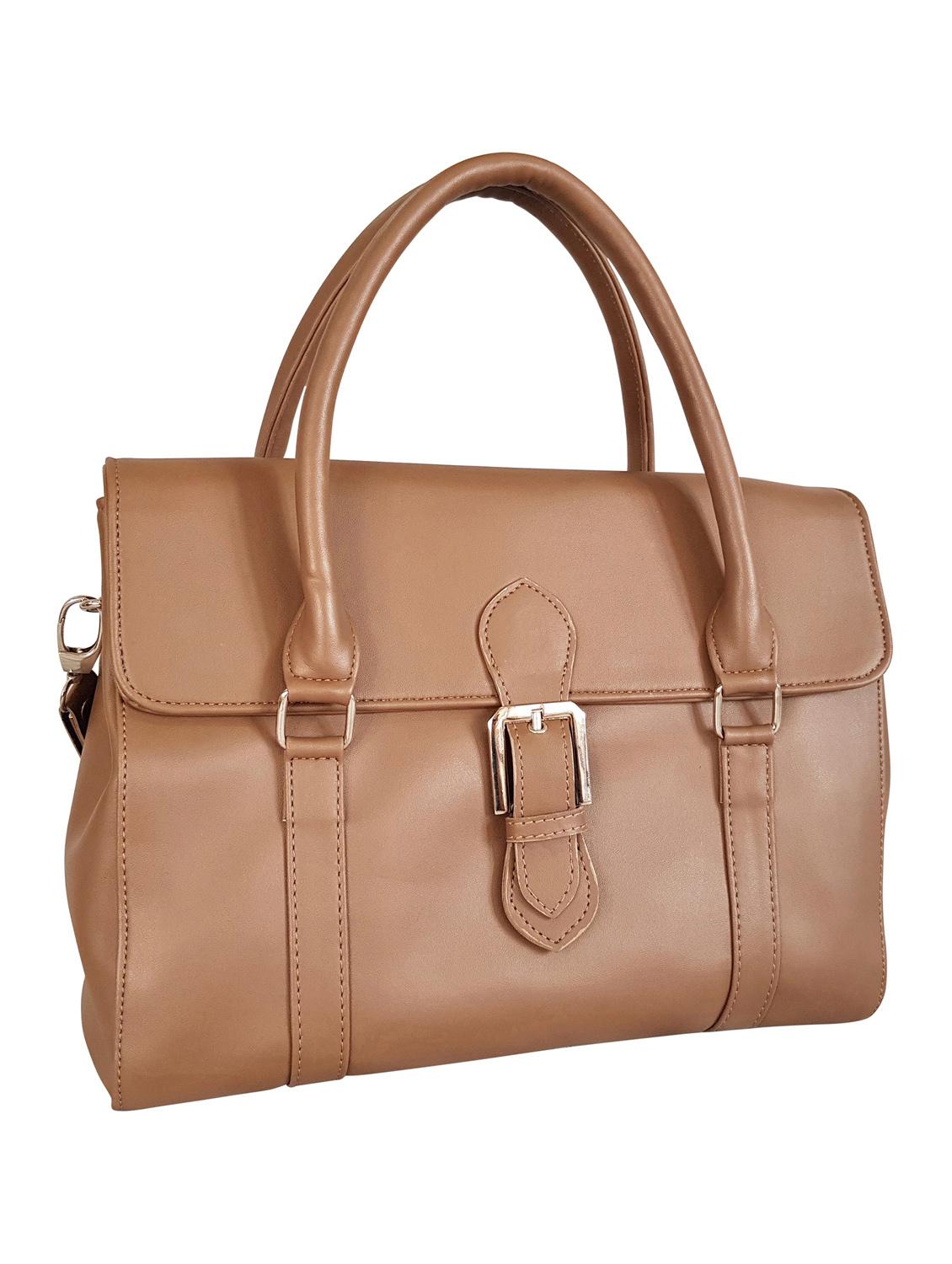 brown leatherette regular handbag - 14790081 - Standard Image - 4