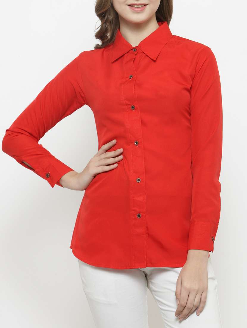 red poly crepe shirt