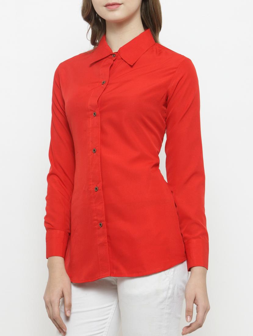 red poly crepe shirt - 14790498 - Standard Image - 1
