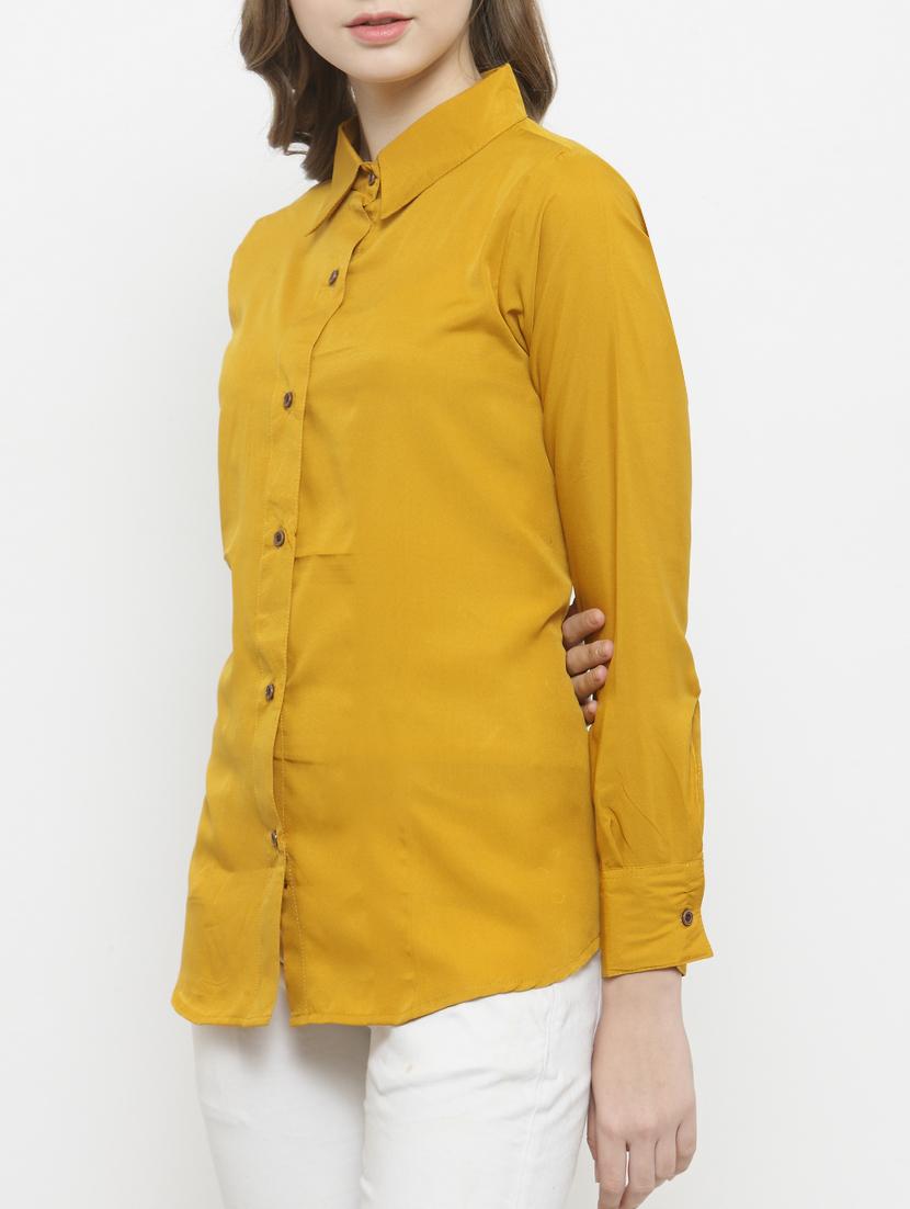 yellow poly crepe shirt - 14790500 -  Standard Image - 1