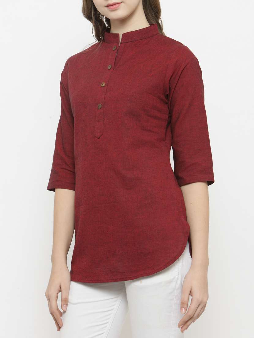maroon cotton tunic - 14790586 -  Standard Image - 1