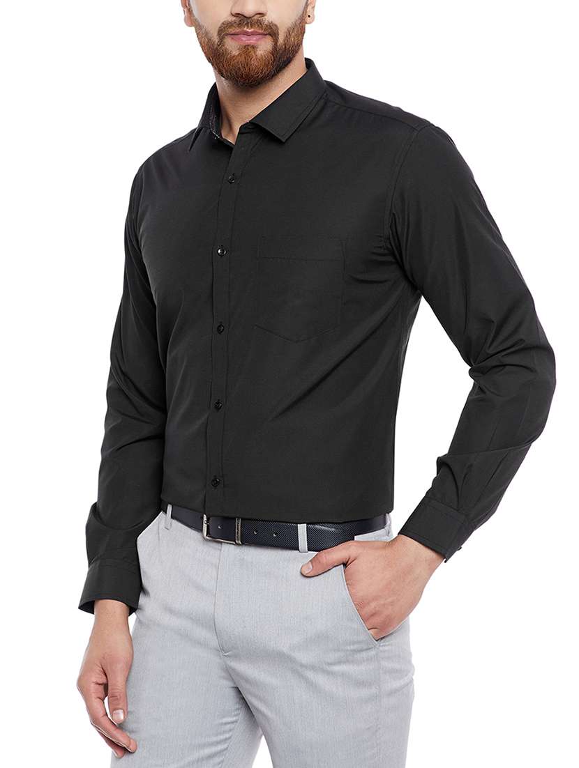 black cotton formal shirt - 14791415 - Standard Image - 1