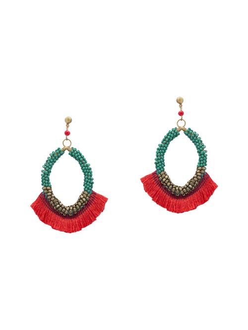 red metal tassel earrings - 14792280 - Standard Image - 0