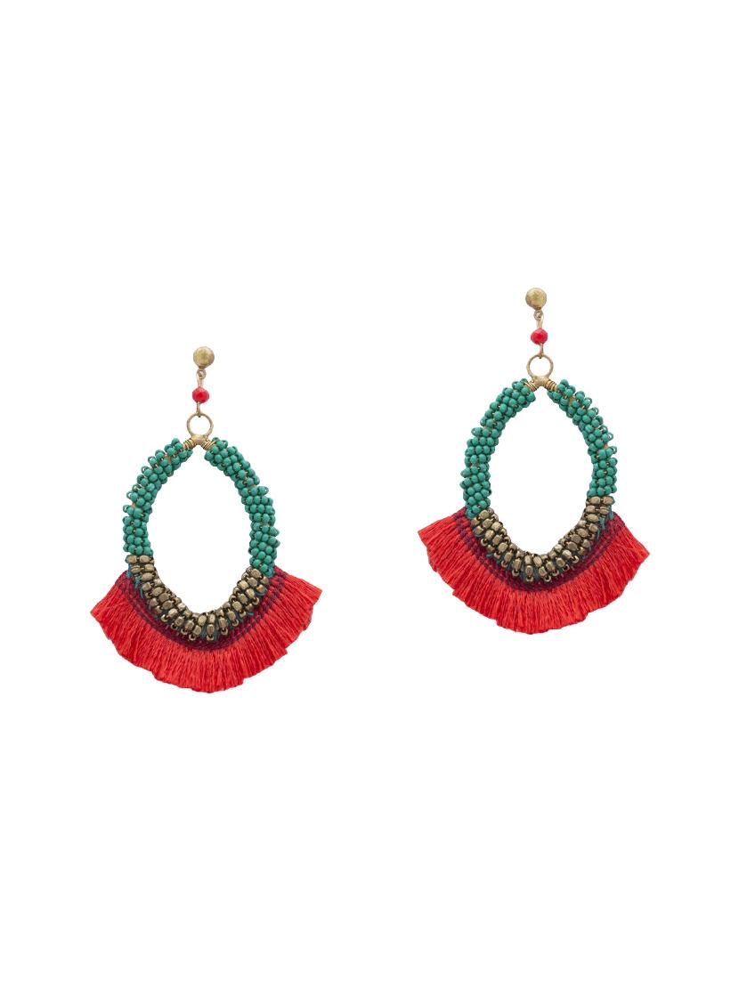 red metal tassel earrings - 14792280 - Zoom Image - 0