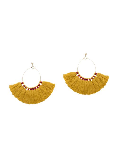 yellow metal tassel earrings - 14792287 - Standard Image - 0
