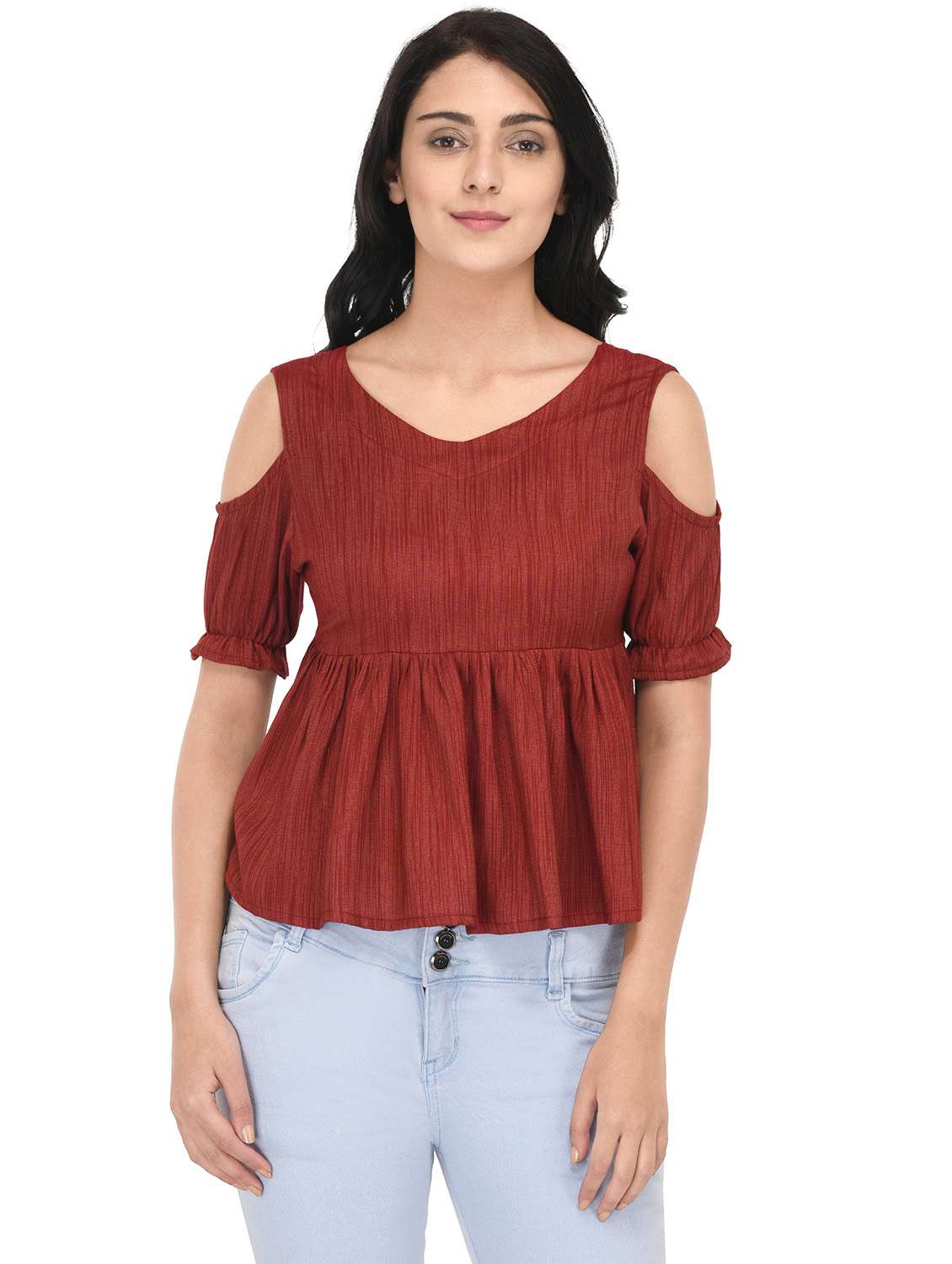 a-line cold shoulder rayon top