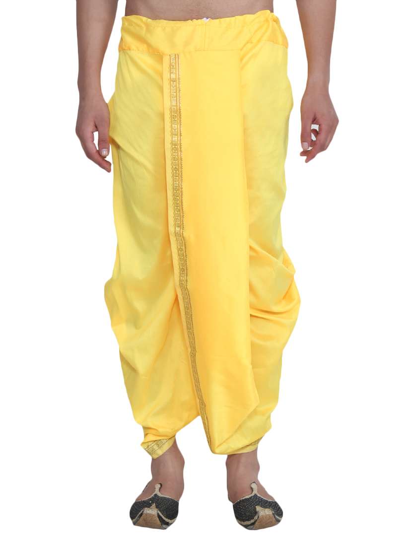 yellow silk blend dhoti