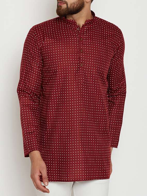 red printed short kurta