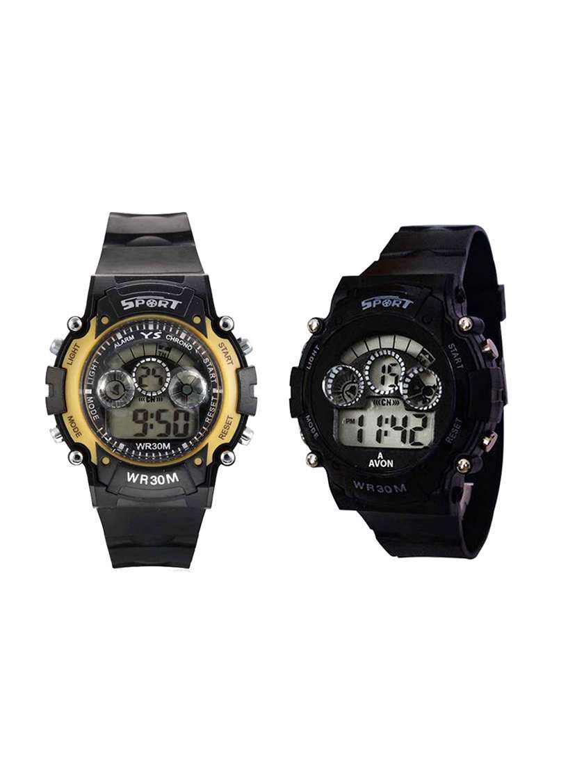 satnam fashion black digital watch combo