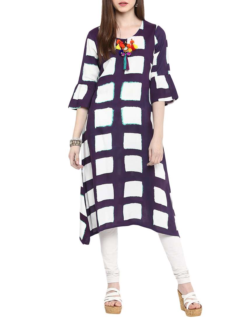 purple viscose aline kurta