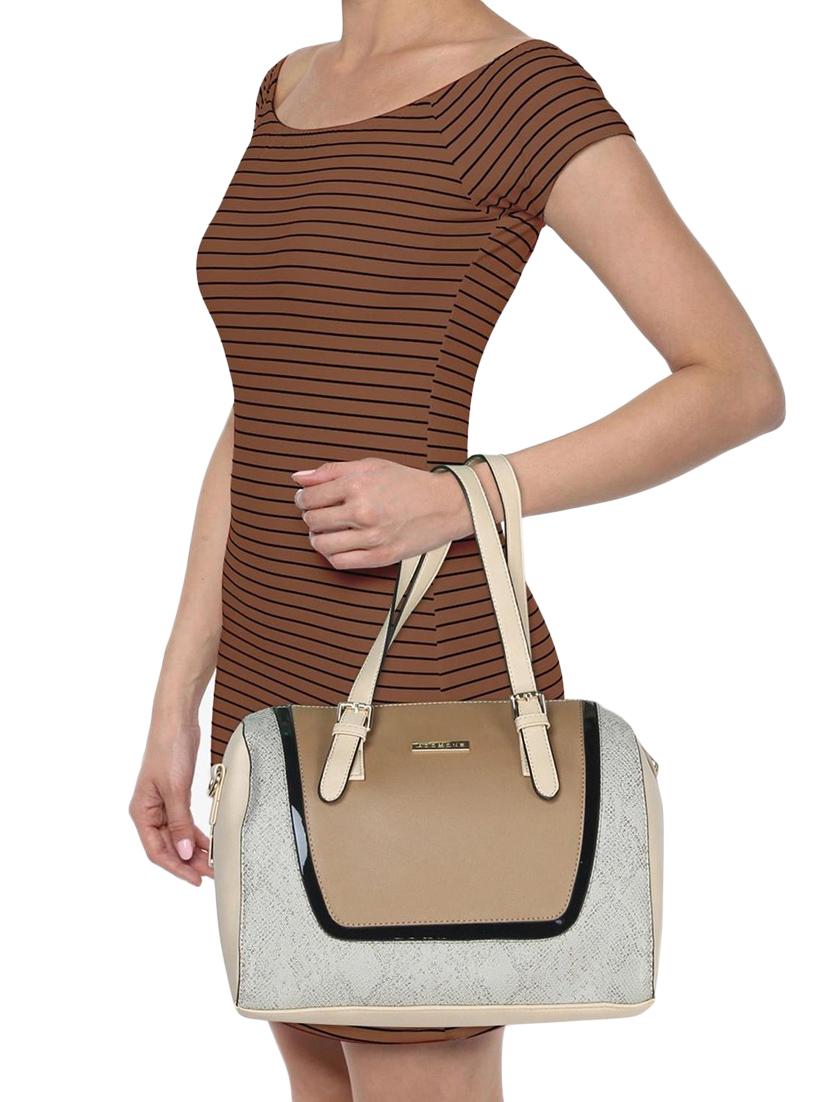cream leatherette duffel handbag - 14797746 - Standard Image - 4