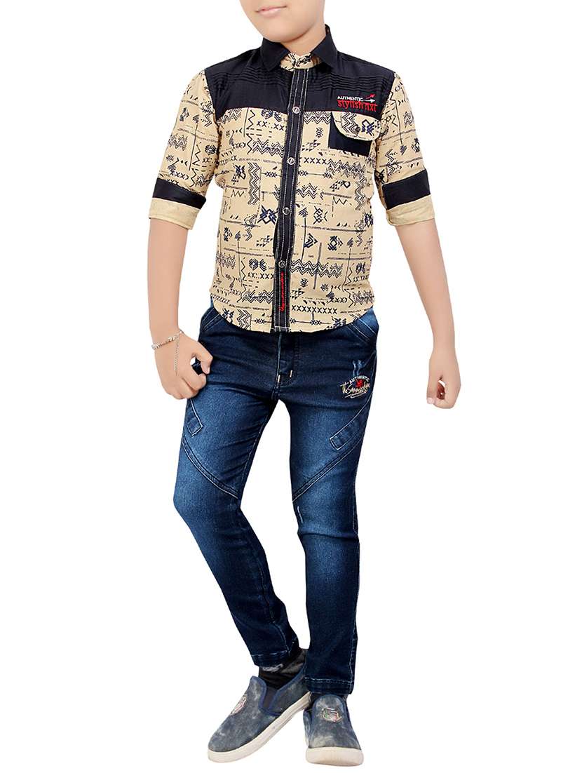 beige denim full length set