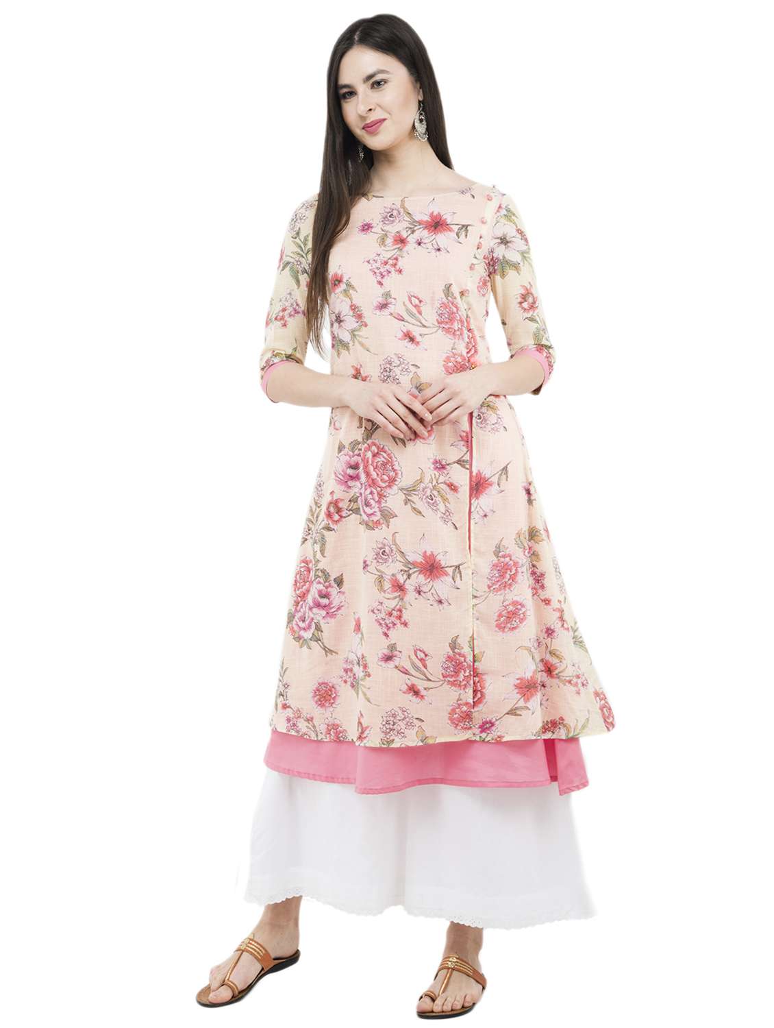 pink cotton kurta palazzo