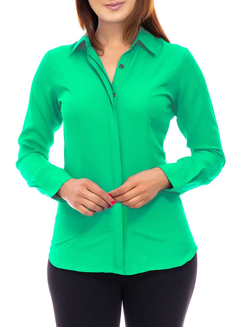 concealed placket solid shirt