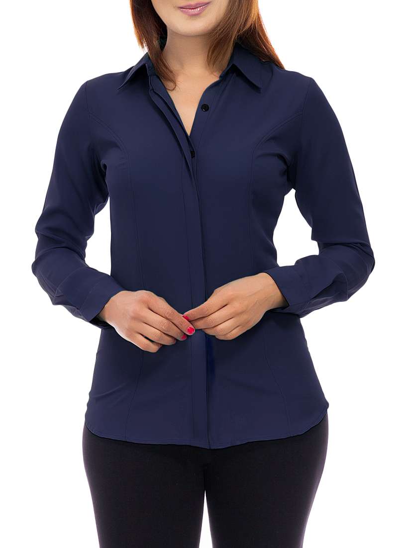 concealed placket long sleeved shirt