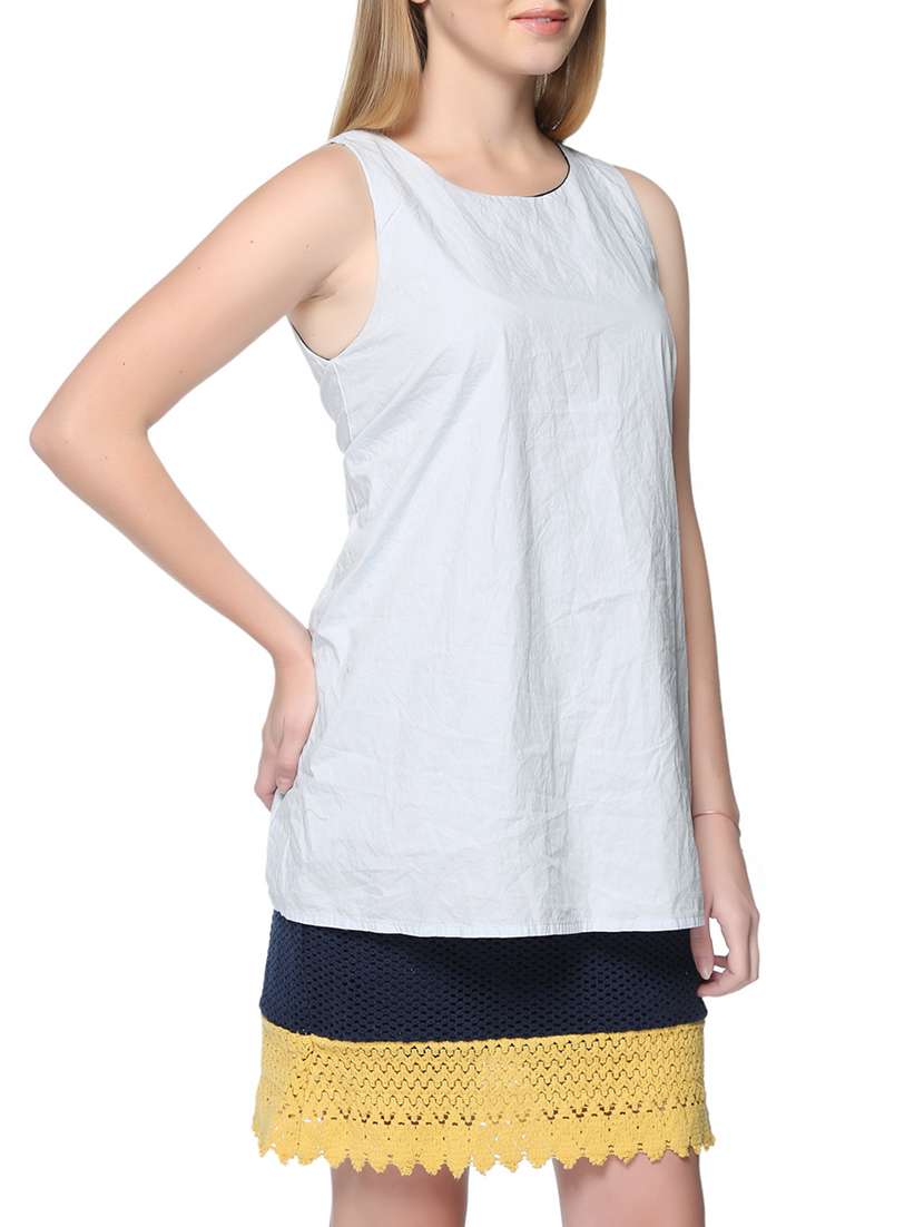 blue solid shift dress - 14800897 - Standard Image - 1