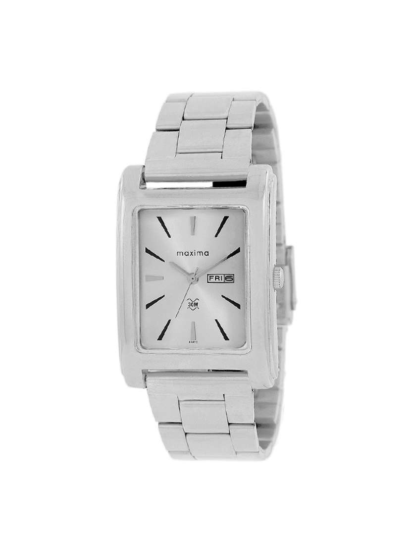maxima silver dial watch  for men  - 43412cmgi
