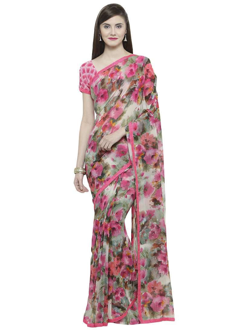 floral printed saree with blouse