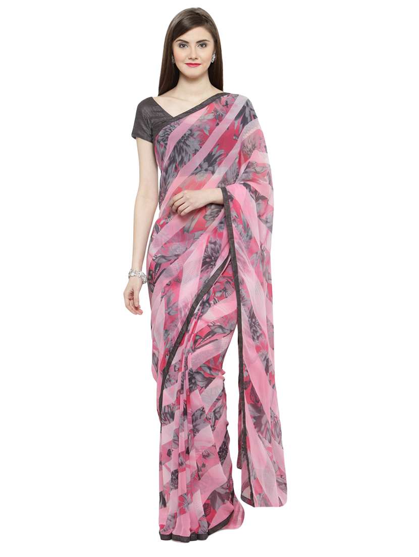 floral printed saree with blouse